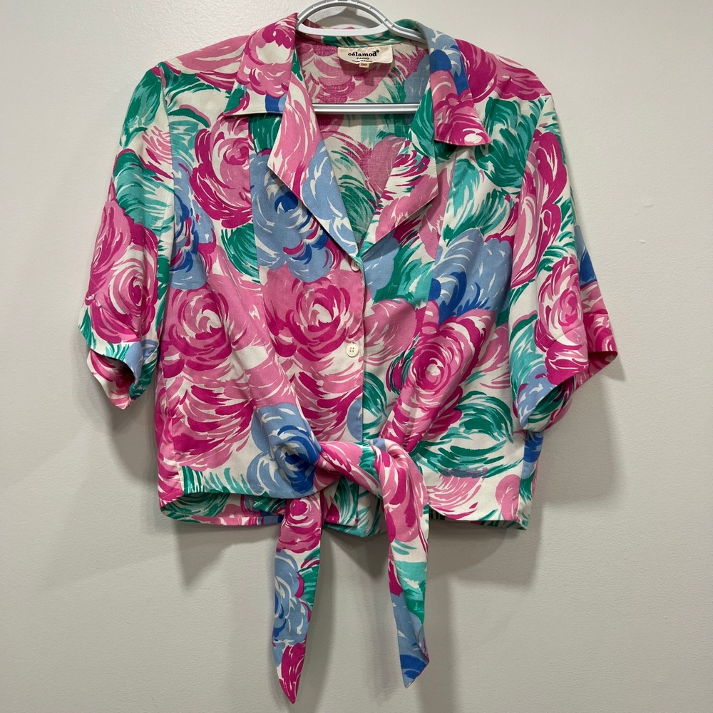 Celamod Paris Womens Skirt Set 38‎ Floral Bright Two Piece Vintage Medium Mini